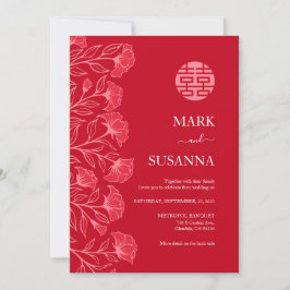 Elegante invitación tradicional de boda china (RED