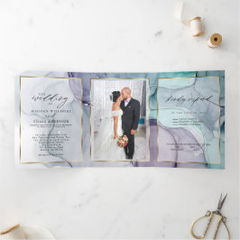 Elegante Invitación Tri-Fold de Tinta Alcohólica c