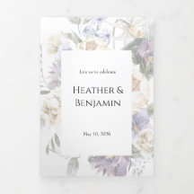 Elegante Invitación Tri-Fold Floral de Lavanda de 