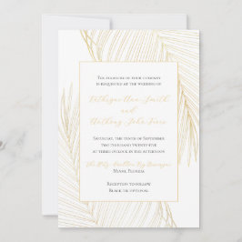 Elegante Invitación Tropical Beach Wedding Gold
