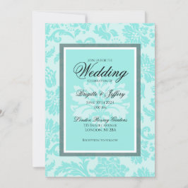 Elegante invitación verde azulada a la boda