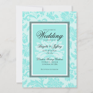 Elegante invitación verde azulada a la boda