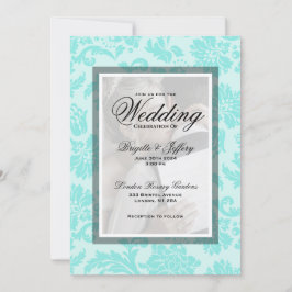 Elegante invitación verde azulada a la boda