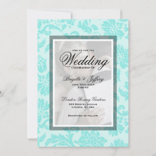 Elegante invitación verde azulada a la boda
