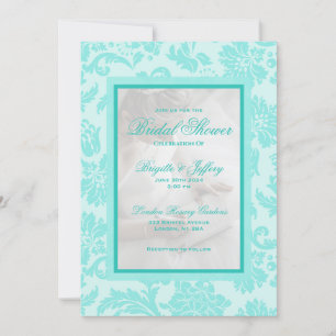 Elegante invitación verde azulada a la boda