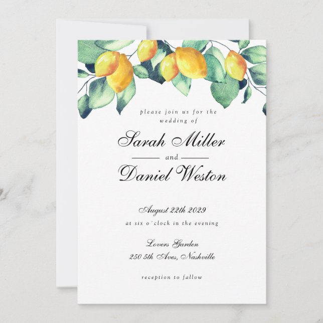 Elegante invitación verde blanco Boda de Toscana (Anverso)
