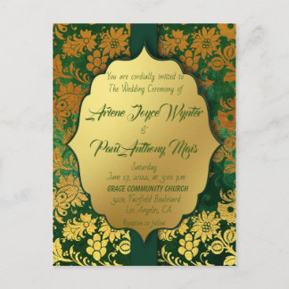 Elegante Invitación verde y dorada