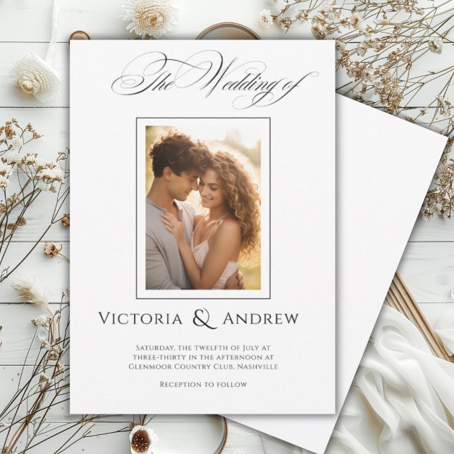 Elegante invitación y foto de la boda blanca y neg (Subido por el creador)