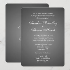 Elegante Invitaciones a la Boda Plata Oscura