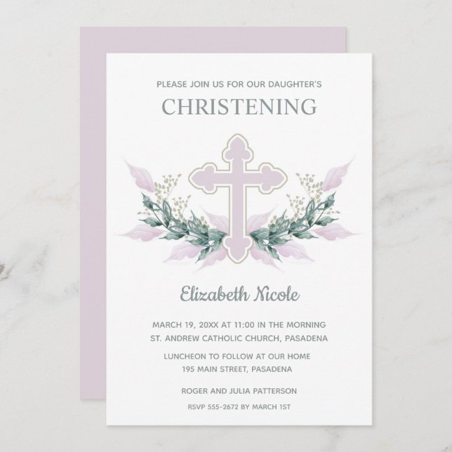Elegante Invitaciones a la Cristalización Rosa (Anverso / Reverso)