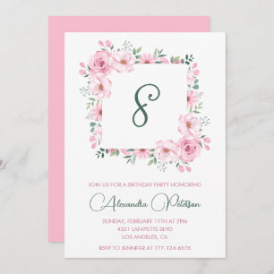 Elegante invitaciones de 8 años Floral Pink