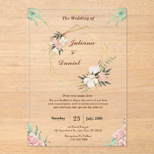 Elegante Invitaciones de Boda Araílica Transparent