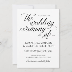 Elegante Invitaciones de boda de caligrafía   Negr
