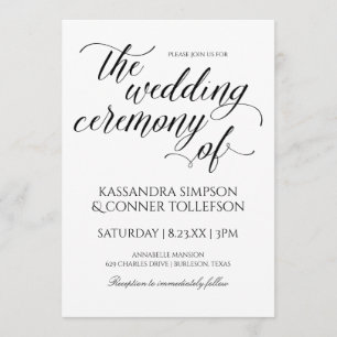 Elegante Invitaciones de boda de caligrafía Negr