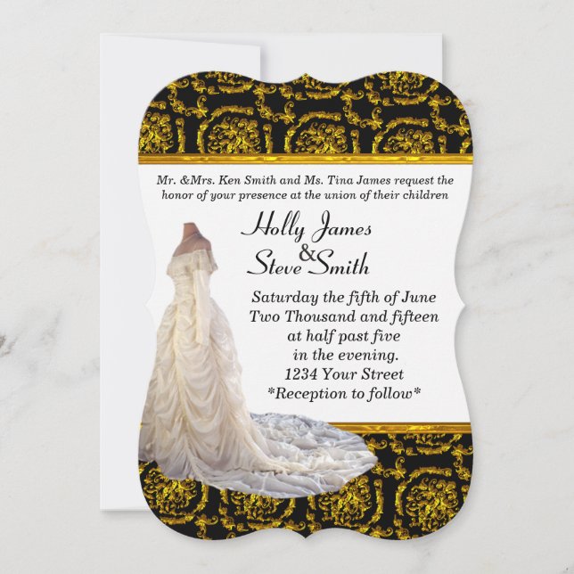 Elegante Invitaciones de boda de ropa de novia (Anverso)