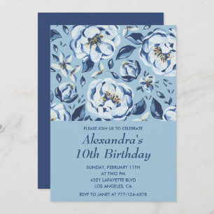 Elegante invitaciones de cumpleaños número 10 Flor