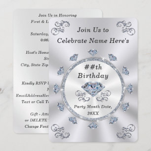 Elegante, invitaciones de cumpleaños para adultos,