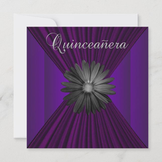 Elegante invitaciones de Daisy Quinceanera Black P (Anverso)