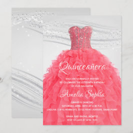 Elegante Invitaciones de Guiso Rosa de Quinceañera