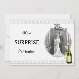 Elegante invitaciones del partido Plata 25 Anivers