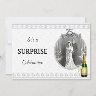 Elegante invitaciones del partido Plata 25 Anivers