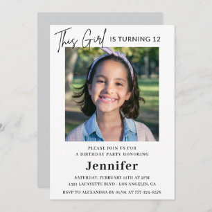 Elegante invitaciones para el 12° cumpleaños Foto 