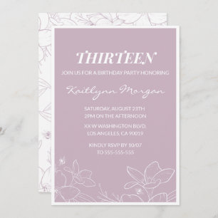 Elegante invitaciones para el 13° cumpleaños Flora