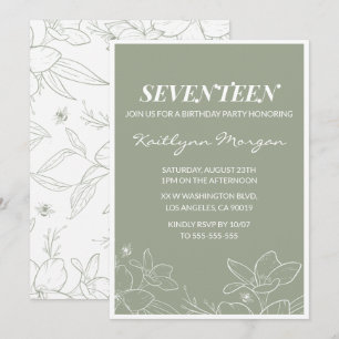 Elegante invitaciones para el 17 cumpleaños Floral