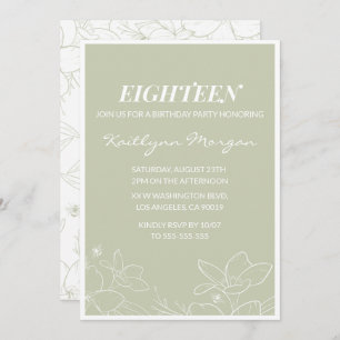 Elegante invitaciones para el 18 cumpleaños Floral