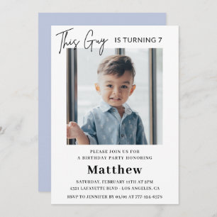 Elegante invitaciones para el 7° cumpleaños Boy Ph