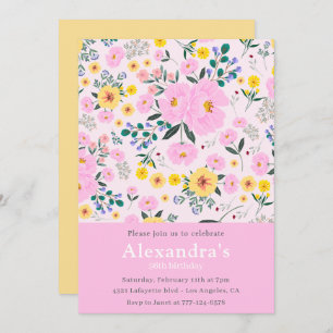 Elegante invitaciones por 56 años Moda floral rosa