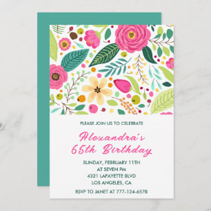 Elegante invitaciones por 65 años Floral Colorful