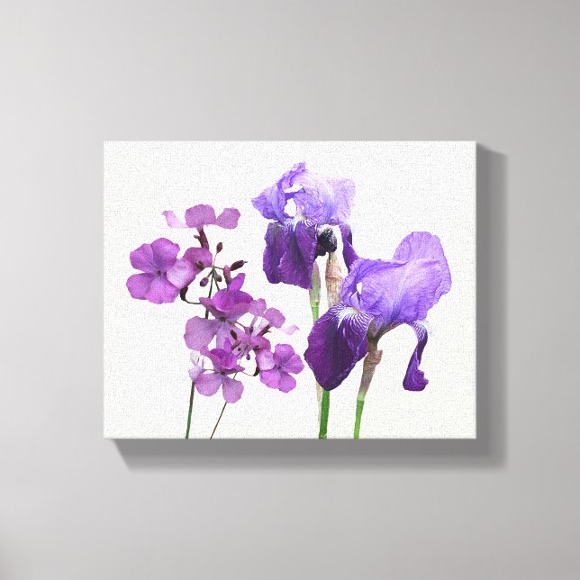Elegante iris morado caliente flores arte digital  (Anverso)