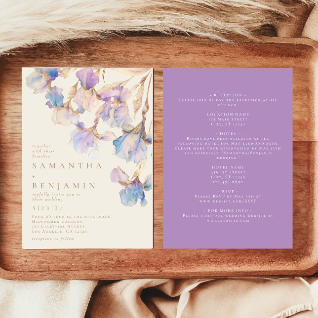 Elegante Iris Todo En Una Invitación De Boda Flora (Subido por el creador)