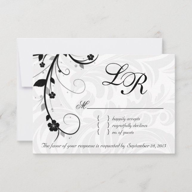 Elegante izquierda RSVP Boda Tarjeta de respuesta  (Anverso)
