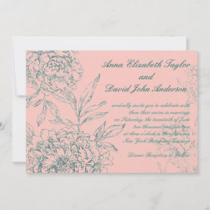 Elegante Jade de Coral Invitación a Boda Botánica