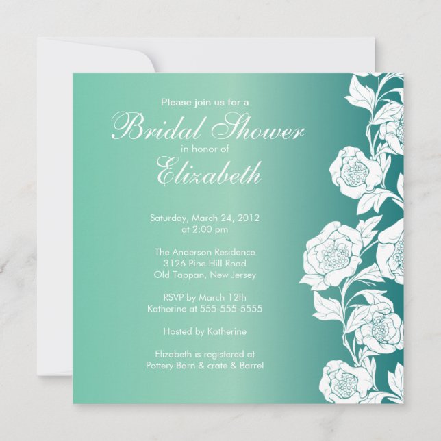 Elegante Jade De Invitación A La Ducha De Novias F (Anverso)