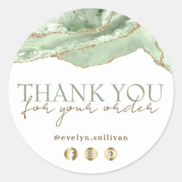 Elegante jade green agate gracias pegatina