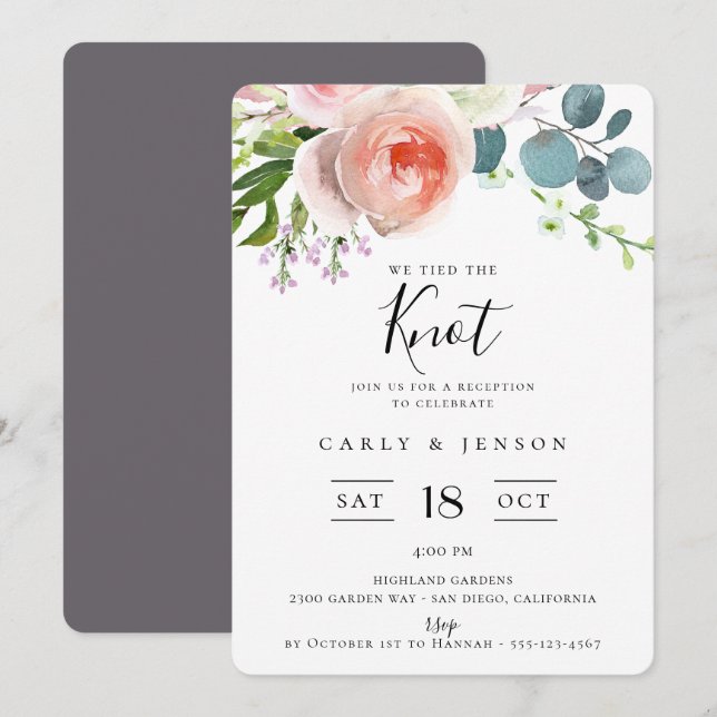 Elegante Jardín Bouquet Invitación (Anverso / Reverso)