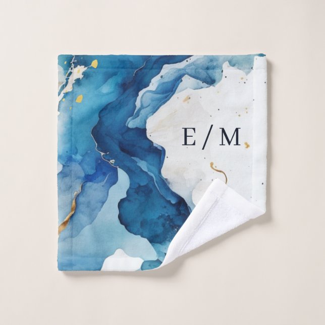 ELEGANTE JARDÍN DE TOALLAS DE BAÑO DE NAVY BLANCO  (Toallita)