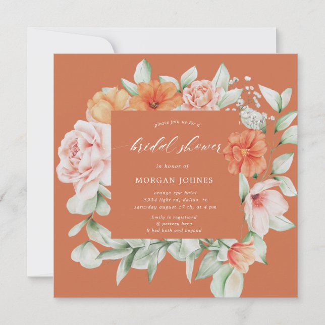 elegante jardín de verano florido Bridal Shower (Anverso)