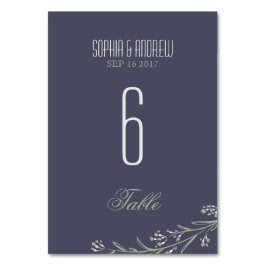 Elegante jardín floral rústico número de mesa boda