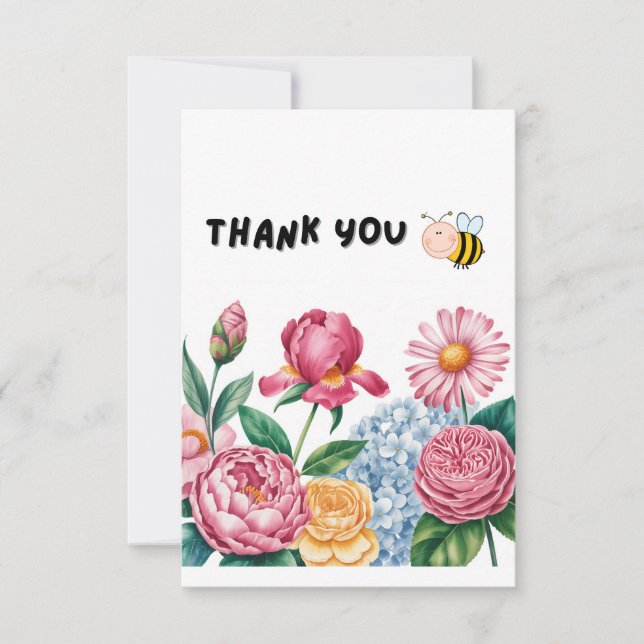 Elegante jardín floral Tarjeta de agradecimiento (Anverso)