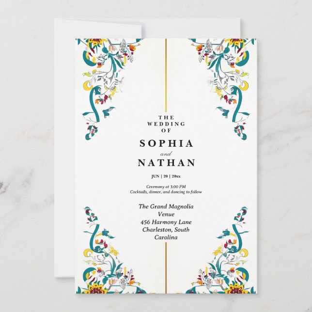 Elegante Jardín Romance Wedding Invitación (Anverso)