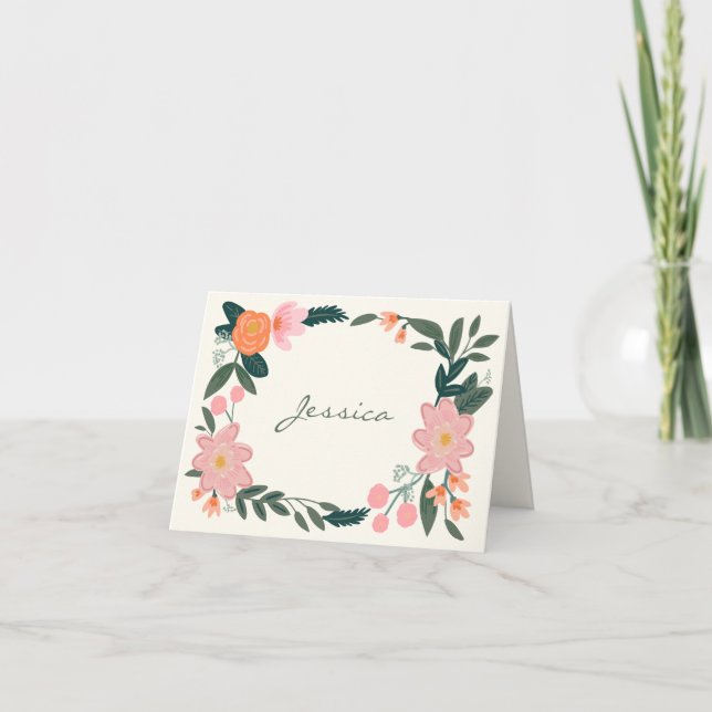 Elegante jardín rosa floral personalizado (Anverso)