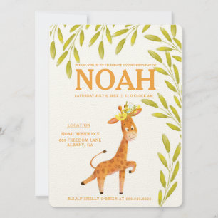 Elegante jirafa Animales Safari Invitación al cump
