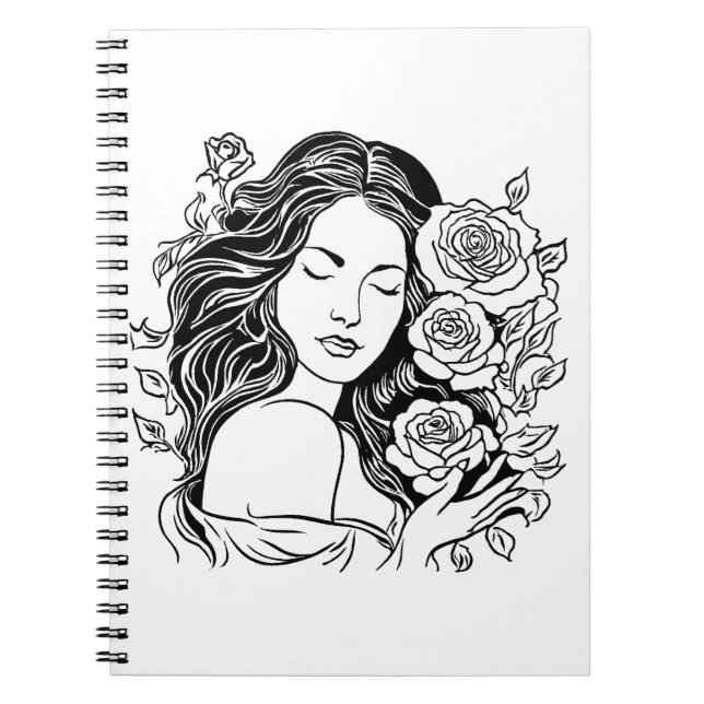 Elegante joven mujer rosa cuaderno (Frente)