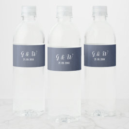 Elegante juego de etiquetas de botellas de agua az