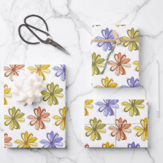 Elegante juego de hojas planas de papel de envolvi