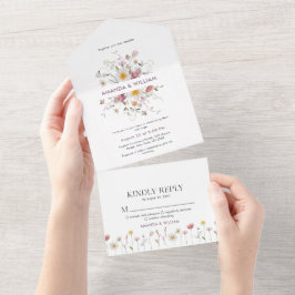 Elegante juego de Invitación a Boda Floral y RSVP